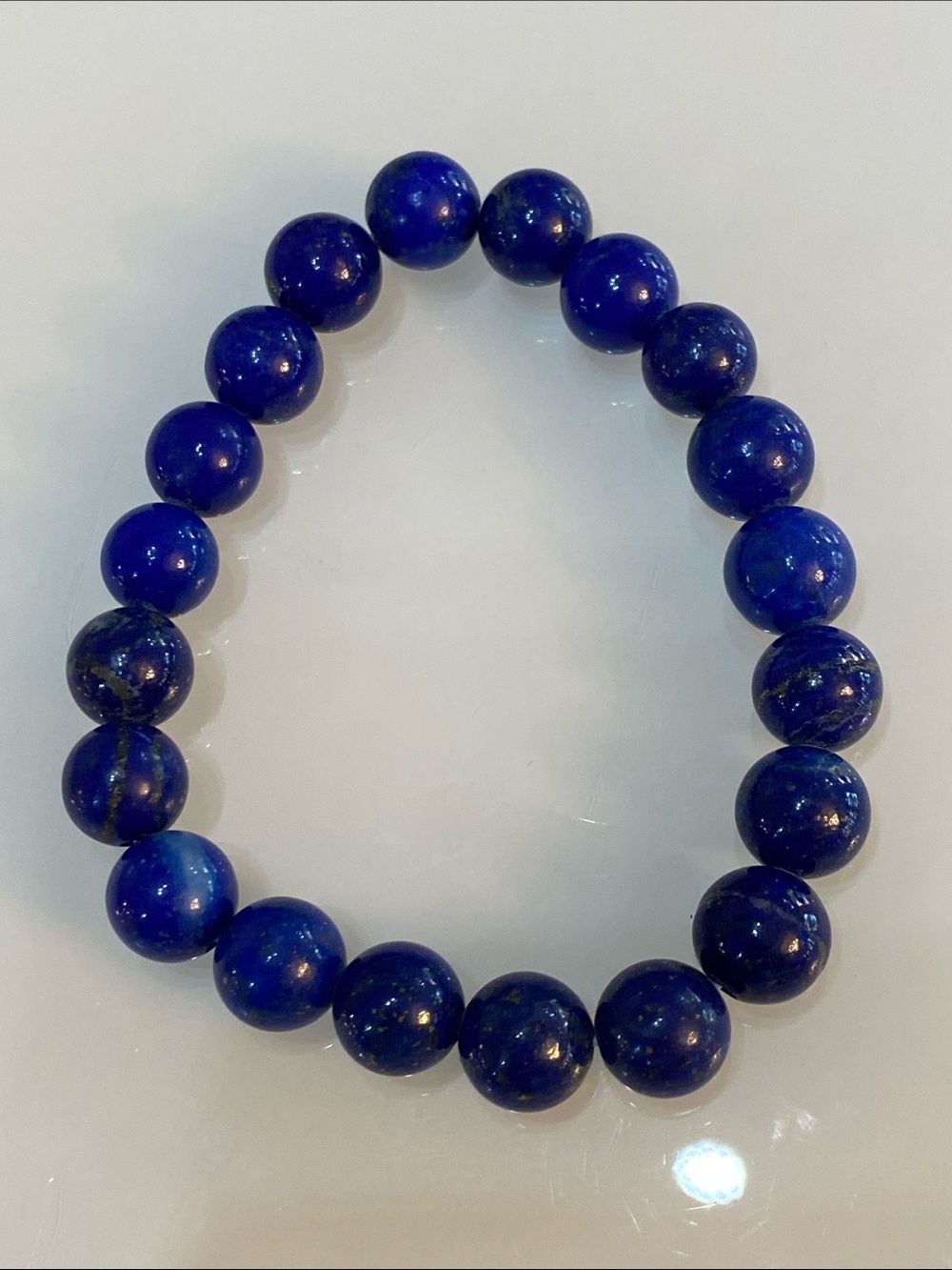 Deep Blue Lapis Bead Stretch Bracelet